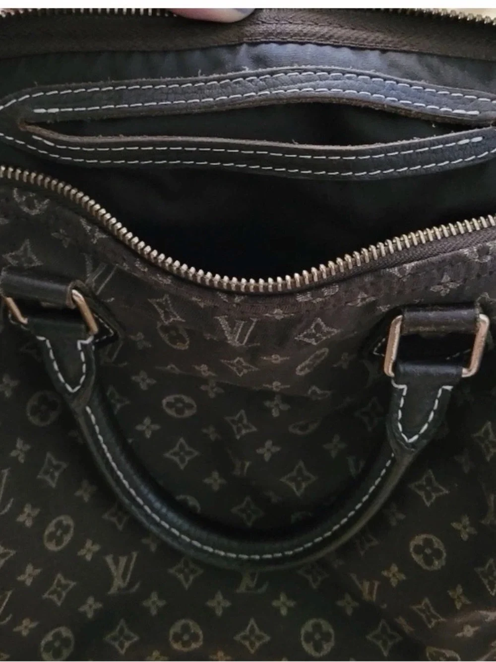 Authentic Louis Vuitton Brown Monogram Satchel with Dark Brown Handles